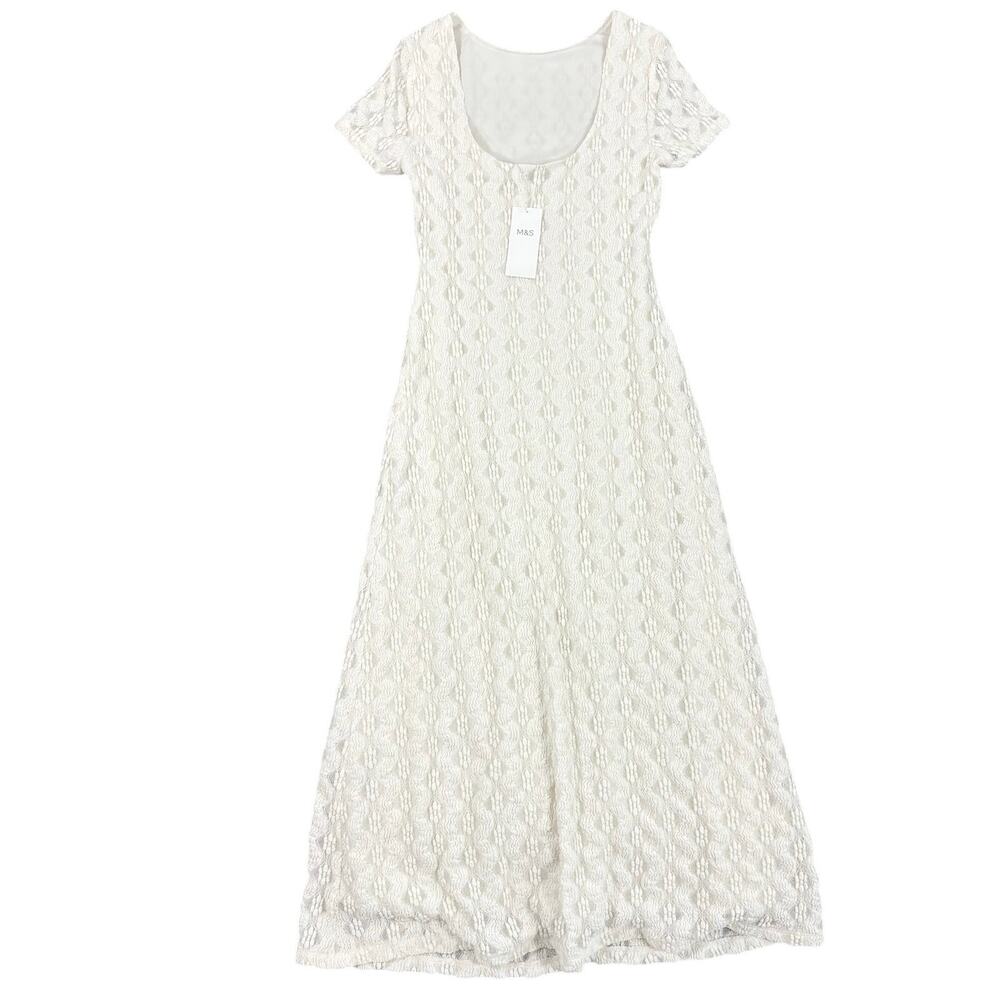Marks & Spencer M&S Ivory Lace Maxi Dress US 6 NWT Romantic Cottagecore Bridal - Picture 3 of 11
